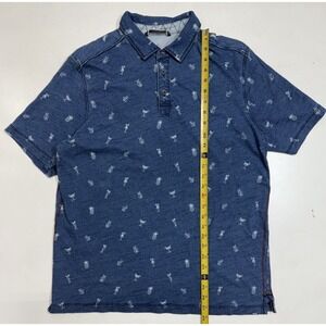 Tommy Bahama Shirt Mens Large Blue Cocktail‎ Pineapple Aloha Casual Polo Men